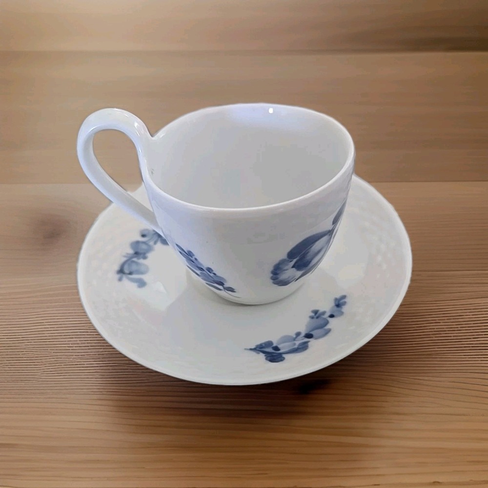 Royal Copenhagen Blue Flower Braided Espresso Demitasse Cup and Saucer